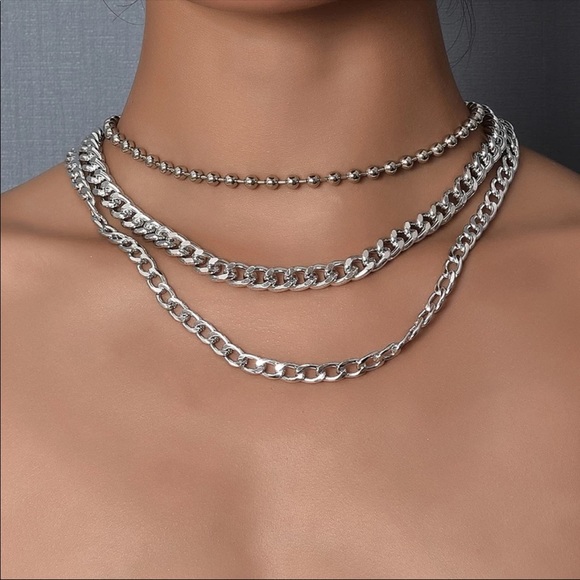 Jewelry - New Silver Bead Chain Multilevel Female Necklace